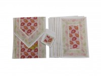 Indian Silk Table Runner with 6 Placemats & 6 Coaster in White Color Size 16x62
